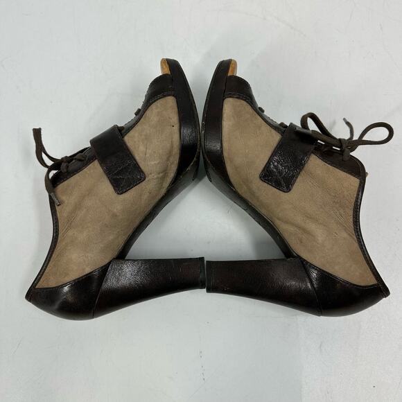 Anthropologie Naya Kasha Brown Leather Open Toe Lace Up Buckle Strap Heels sz 9‎ - Picture 6 of 10